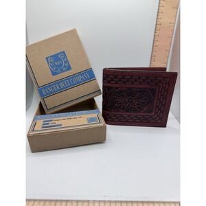 Ranger Belt Company Brown Men's Bifold Wallet Floral Embossed Logo Western